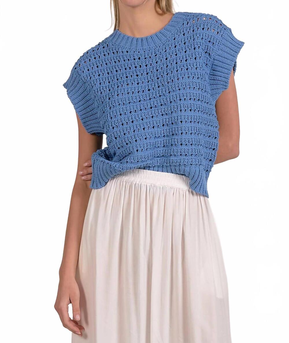 NEW ELAN open knit sweater in blue